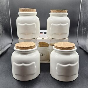 Stokes White Porcelain Cannisters With Cork Lids Modern Farmhouse Style